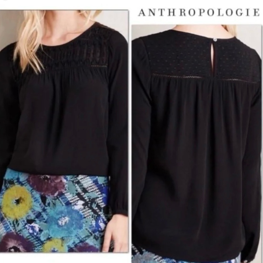 Meadow Rue Anthropologie Black Boho Blouse